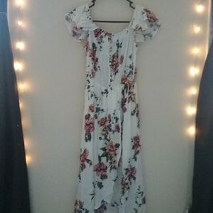 White Floral Off The Shoulder Mack Dress